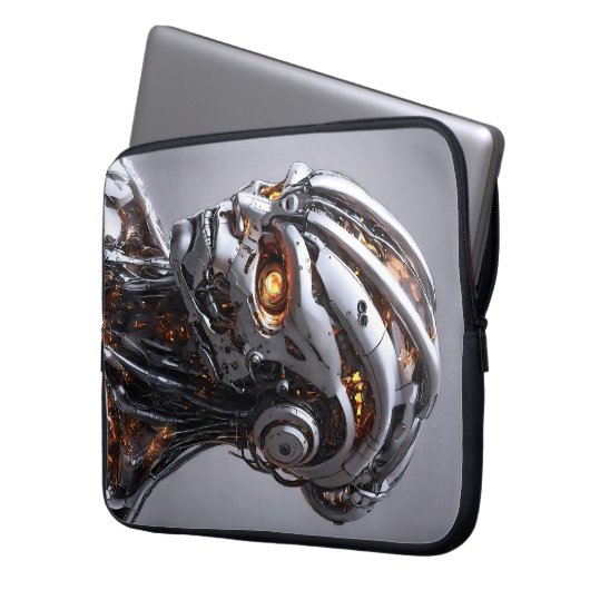 Advanced AI Chrome Android Cyborg Futuristic Laptopschutzhülle (Vorderseite Links)