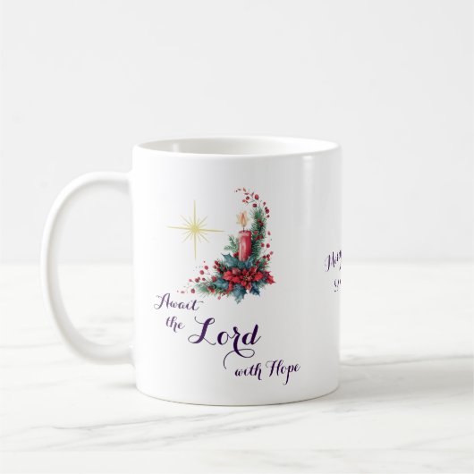 Advent Await the Lord with Hope Christmas Star Kaffeetasse (Links)