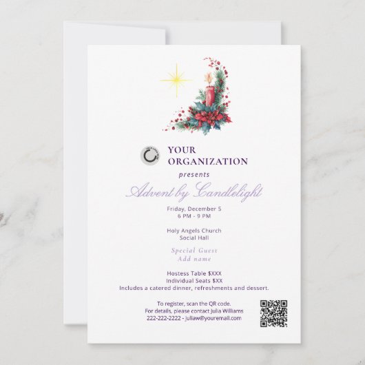 Advent by Candlelight Women Ministry P Christmas Einladung (Vorderseite)