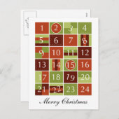 Advent Calendar Feiertagspostkarte (Vorne/Hinten)