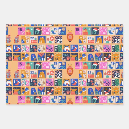 ADVENT CALENDAR Skandinavisches Folk Art Hygge 3 S Geschenkpapier Set (Vorderseite 2)