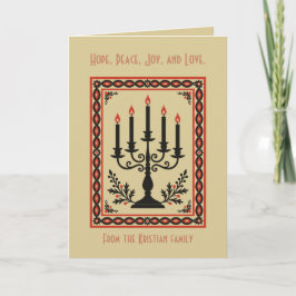 Advent Candelabra Stylized Nordic Christmas Karte