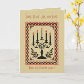 Advent Candelabra Stylized Nordic Christmas  Karte (Gelbe Blume)