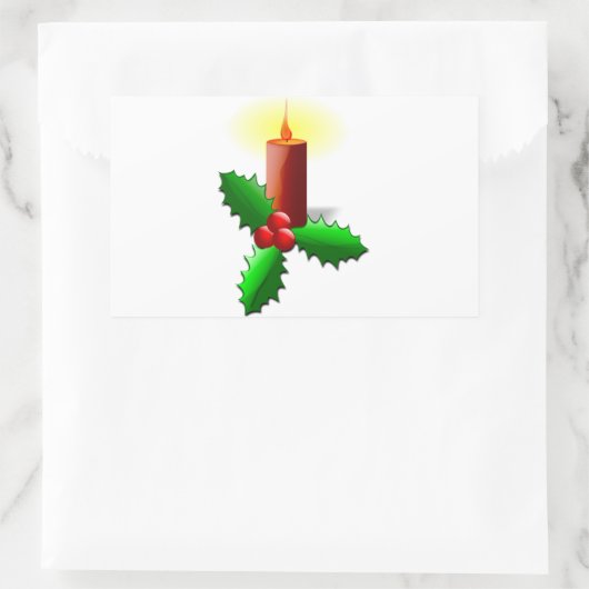 Advent Candle mit Holly Rechteckiger Aufkleber (Tasche)