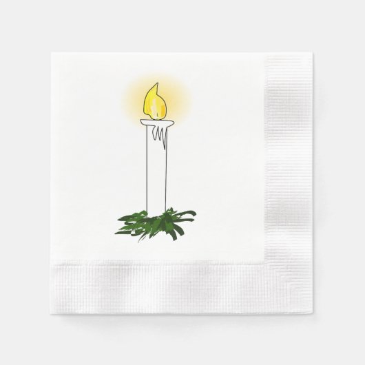 Advent Candle White Cocktail Papier Napkin Serviette (Vorderseite)