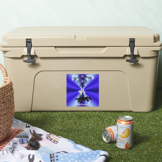 Advent, Christmas Magic on Blue Aufkleber (Kühler)