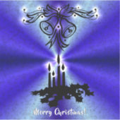 Advent, Christmas Magic on Blue Aufkleber (Vorderseite)