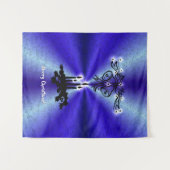 Advent, Christmas Magic on Blue Wandteppich (Vorderseite (Horizontal))