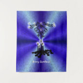 Advent, Christmas Magic on Blue Wandteppich (Vorderseite)