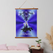 Advent, Christmas Magic on Blue Wandteppich Mit Holzrahmen (Schlafzimmer)