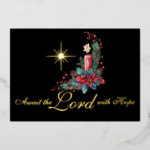Advent erwartet den Herrn mit Hoffnung Weihnachtss Folien Feiertagskarte