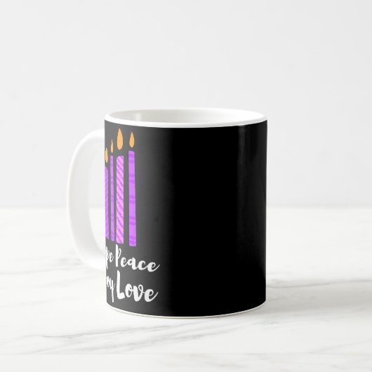 Advent Evergreen Wreath Candles Hope Peace Joy Lov Kaffeetasse (Vorderseite Links)
