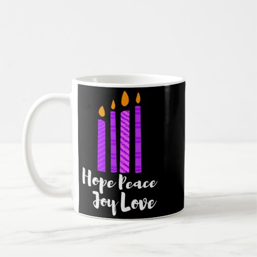 Advent Evergreen Wreath Candles Hope Peace Joy Lov Kaffeetasse (Links)