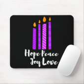 Advent Evergreen Wreath Candles Hope Peace Joy Lov Mousepad (Mit Mouse)