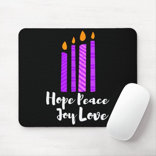 Advent Evergreen Wreath Candles Hope Peace Joy Lov Mousepad (Mit Mouse)