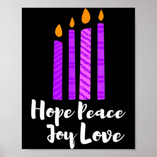 Advent Evergreen Wreath Candles Hope Peace Joy Lov Poster (Vorne)