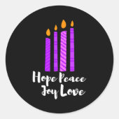 Advent Evergreen Wreath Candles Hope Peace Joy Lov Runder Aufkleber (Vorderseite)