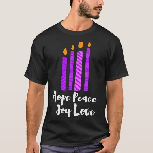 Advent Evergreen Wreath Candles Hope Peace Joy Lov T-Shirt (Vorderseite)