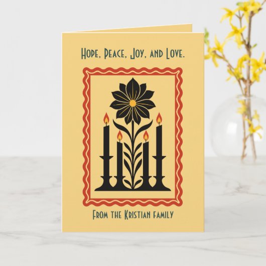 Advent Hope, Peace, Joy, and Love Stylized Design  Karte (Gelbe Blume)