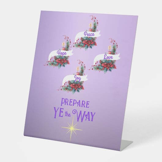 Advent Prepare You The Way Kranz 4 Kerzen Sockelschild (Vorderseite)