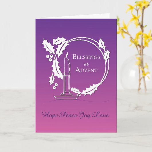 Advent Segen Kreide Lila Karte (Gelbe Blume)