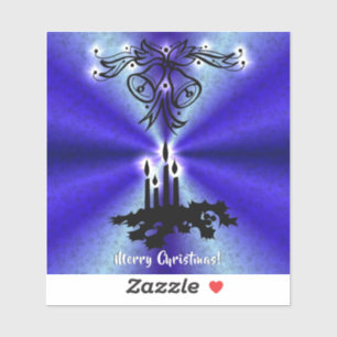 Advent, Weihnachten Artdeco auf Blue Green Rainbow Aufkleber