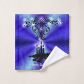 Advent, Weihnachten Artdeco auf Blue Green Rainbow Badhandtuch Set (Waschlappen)