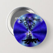 Advent, Weihnachten Artdeco auf Blue Green Rainbow Button (Vorne & Hinten)