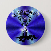 Advent, Weihnachten Artdeco auf Blue Green Rainbow Button (Vorderseite)