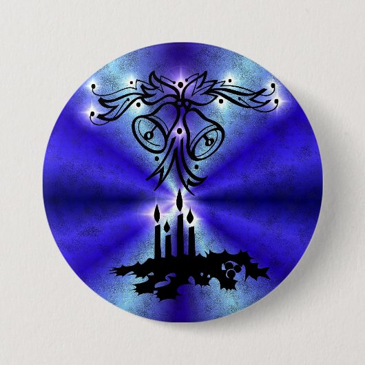 Advent, Weihnachten Artdeco auf Blue Green Rainbow Button (Vorderseite)