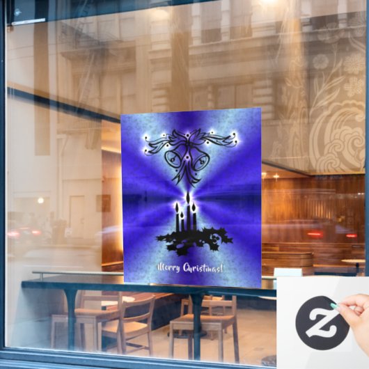 Advent, Weihnachten Artdeco auf Blue Green Rainbow Fensteraufkleber (Café-Fenster)