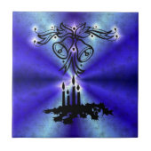 Advent, Weihnachten Artdeco auf Blue Green Rainbow Fliese (Vorderseite)