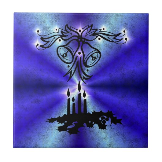 Advent, Weihnachten Artdeco auf Blue Green Rainbow Fliese (Vorderseite)