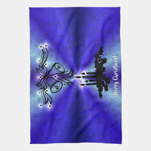 Advent, Weihnachten Artdeco auf Blue Green Rainbow Geschirrtuch (Vertikal)