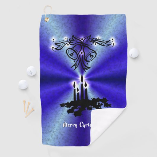 Advent, Weihnachten Artdeco auf Blue Green Rainbow Golfhandtuch (Insitu)