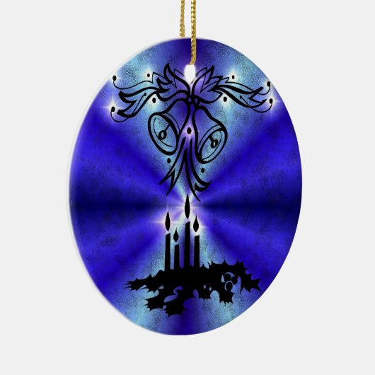 Advent, Weihnachten Artdeco auf Blue Green Rainbow Keramik Ornament (Rechts)