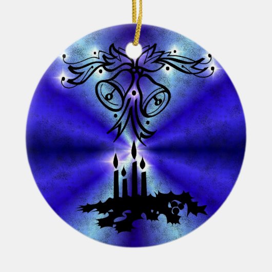 Advent, Weihnachten Artdeco auf Blue Green Rainbow Keramik Ornament (Vorne)