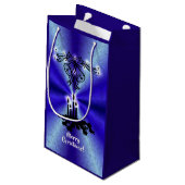 Advent, Weihnachten Artdeco auf Blue Green Rainbow Kleine Geschenktüte (Rückseite Schrägansicht)