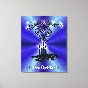 Advent, Weihnachten Artdeco auf Blue Green Rainbow Leinwanddruck