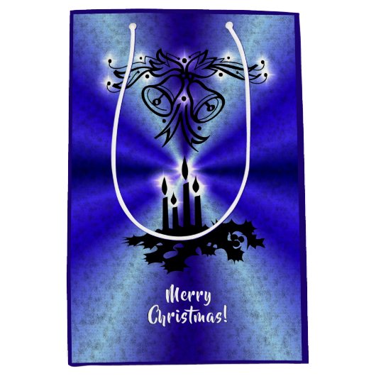 Advent, Weihnachten Artdeco auf Blue Green Rainbow Mittlere Geschenktüte (Vorderseite)