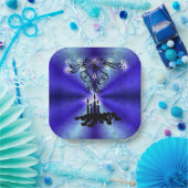 Advent, Weihnachten Artdeco auf Blue Green Rainbow Pappteller (Party)