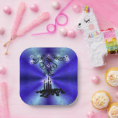 Advent, Weihnachten Artdeco auf Blue Green Rainbow Pappteller (Party)