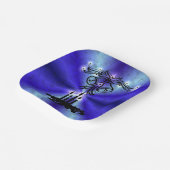 Advent, Weihnachten Artdeco auf Blue Green Rainbow Pappteller (Gewinkelt)