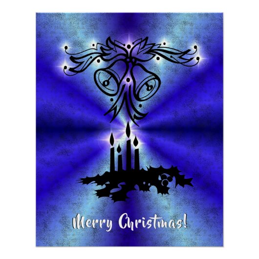 Advent, Weihnachten Artdeco auf Blue Green Rainbow Poster (Vorderseite)