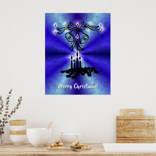 Advent, Weihnachten Artdeco auf Blue Green Rainbow Poster