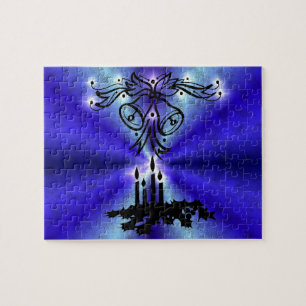 Advent, Weihnachten Artdeco auf Blue Green Rainbow Puzzle