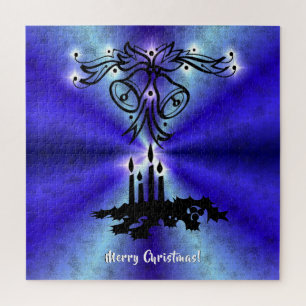 Advent, Weihnachten Artdeco auf Blue Green Rainbow Puzzle