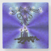 Advent, Weihnachten Artdeco auf Blue Green Rainbow Steinuntersetzer (Vorderseite)