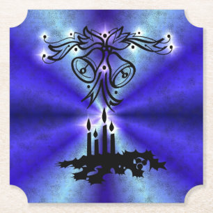 Advent, Weihnachten Artdeco auf Blue Green Rainbow Untersetzer