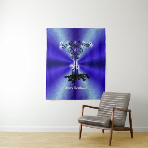 Advent, Weihnachten Artdeco auf Blue Green Rainbow Wandteppich